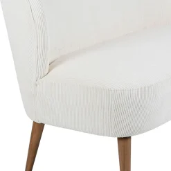 Banquette 2 places en velours côtelé écru - Eleonor