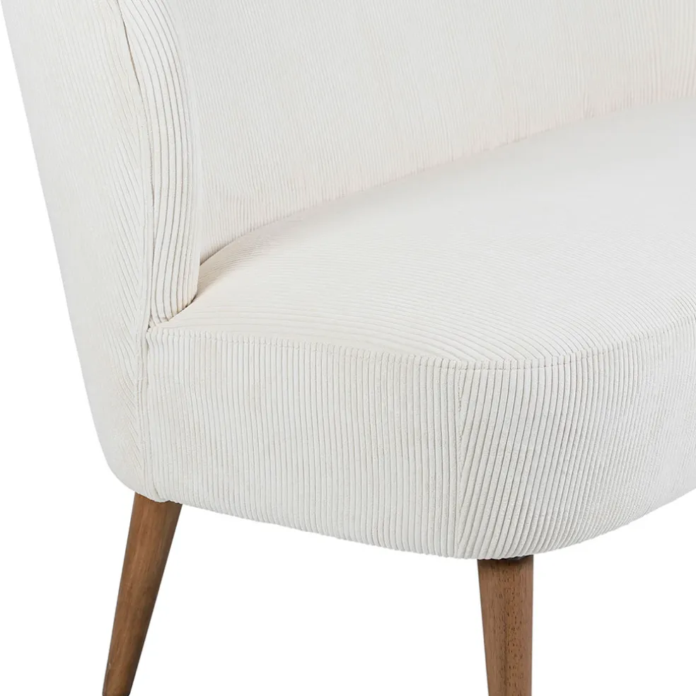 Banquette 2 places en velours côtelé écru - Eleonor