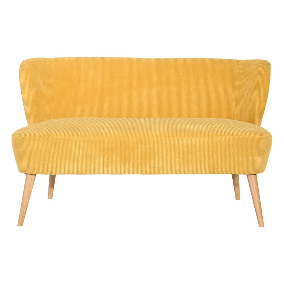 Banquette 2 places en velours côtelé moutarde - Eleonor