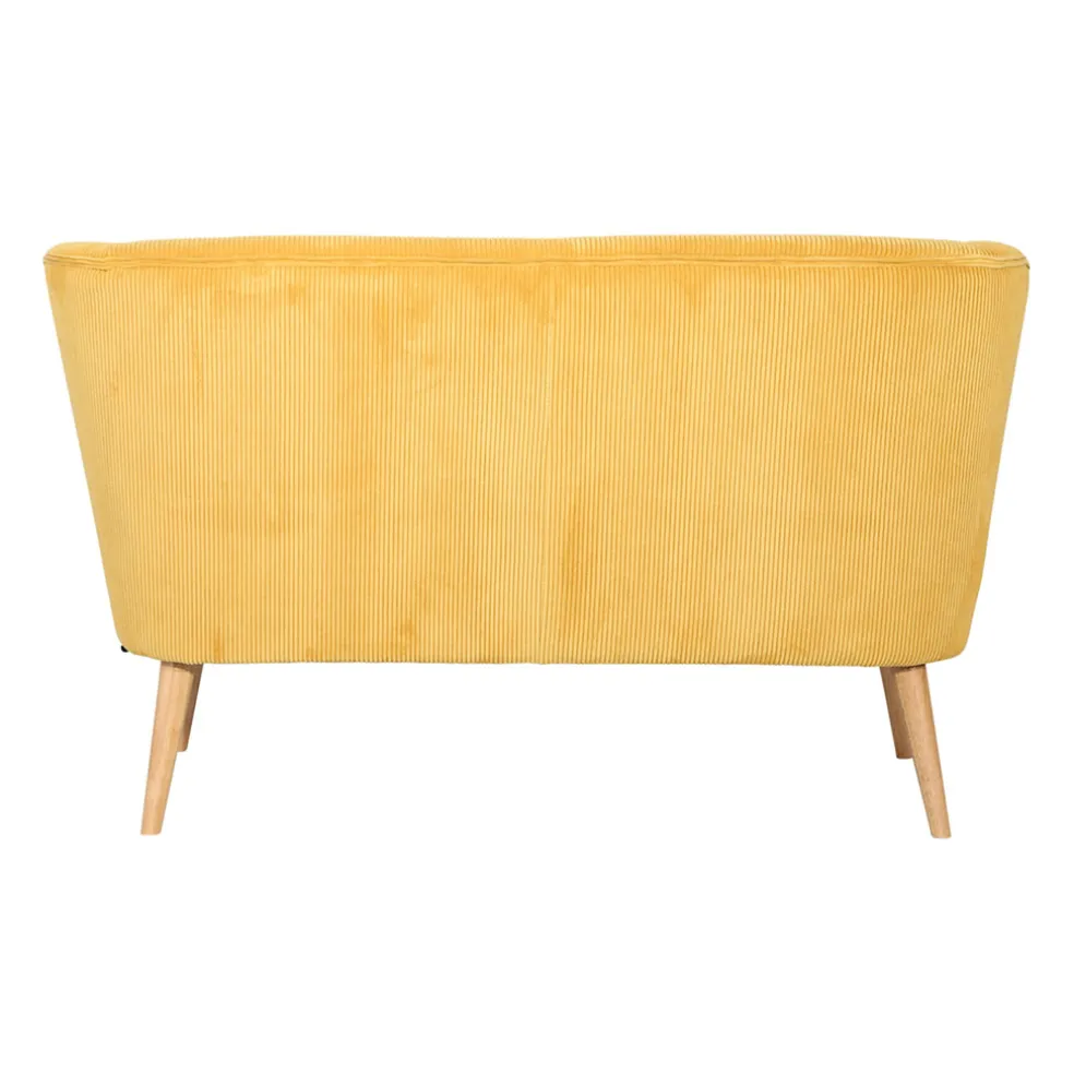 Banquette 2 places en velours côtelé moutarde - Eleonor