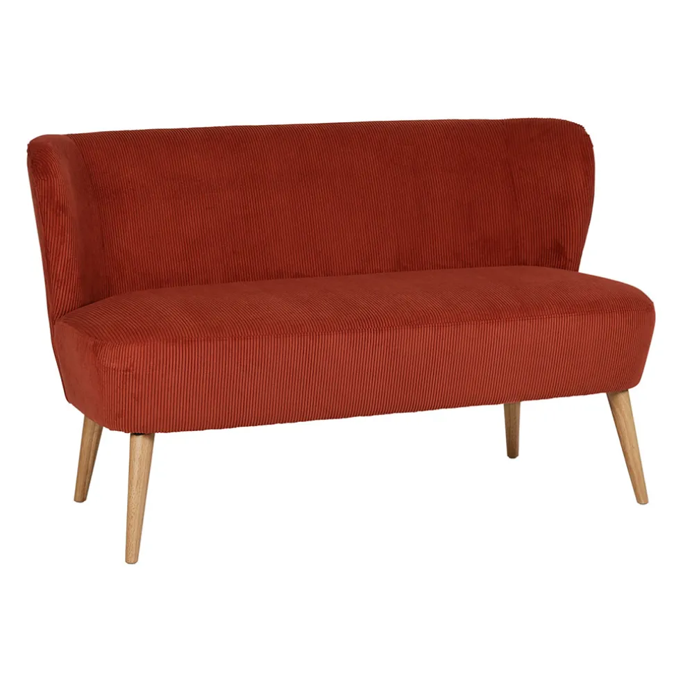 Banquette 2 places en velours côtelé terracotta - Eleonor