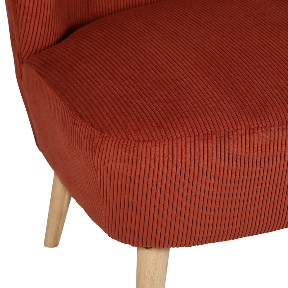 Banquette 2 places en velours côtelé terracotta - Eleonor