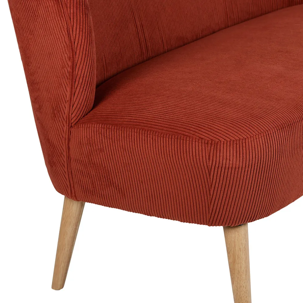 Banquette 2 places en velours côtelé terracotta - Eleonor