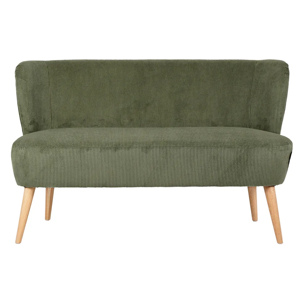 Banquette 2 places en velours côtelé kaki - Eleonor