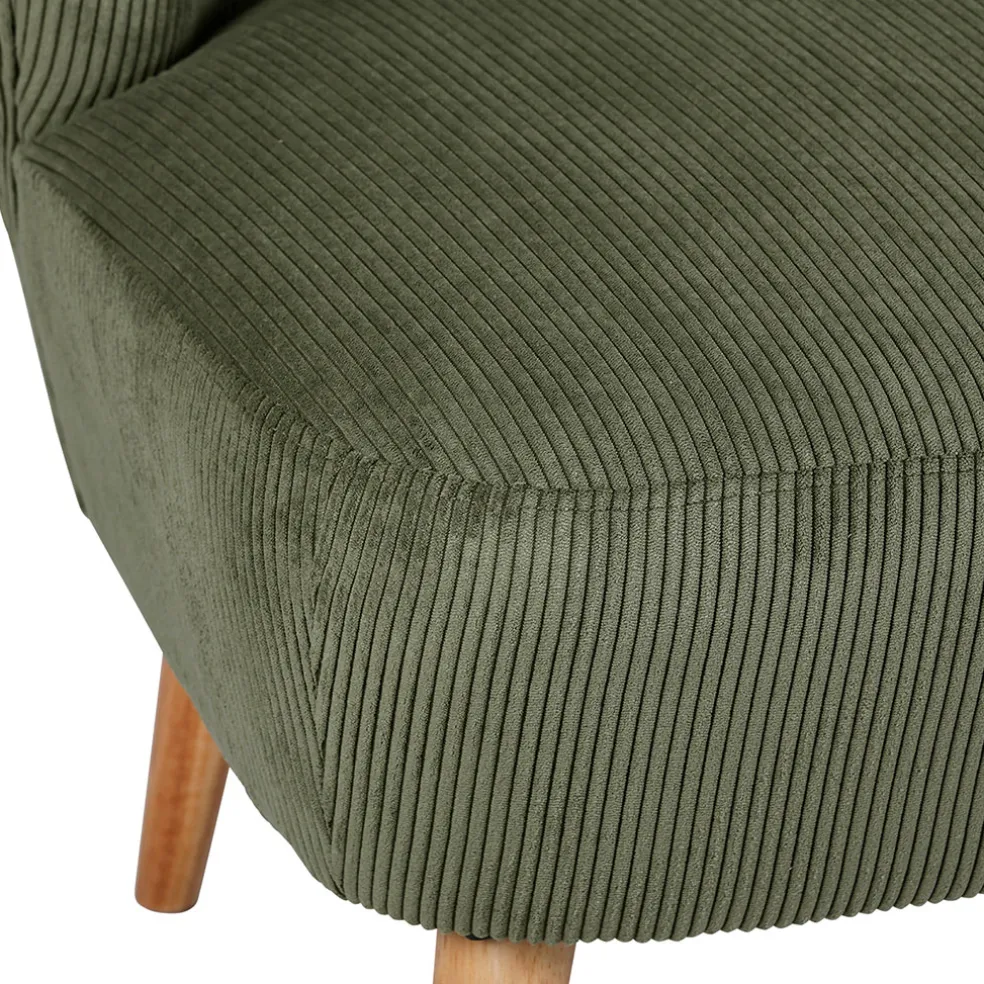 Banquette 2 places en velours côtelé kaki - Eleonor