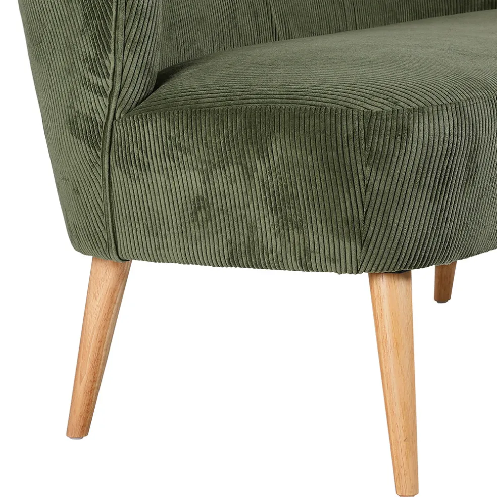 Banquette 2 places en velours côtelé kaki - Eleonor