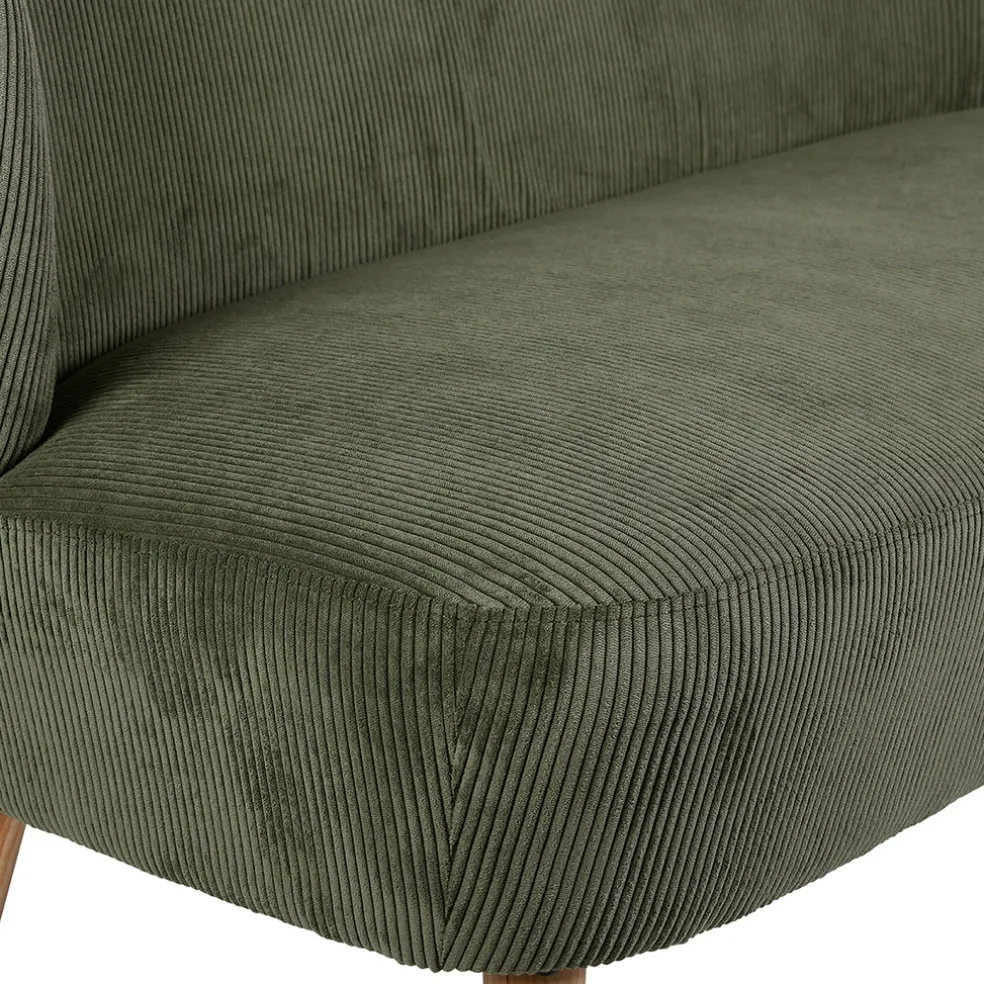 Banquette 2 places en velours côtelé kaki - Eleonor