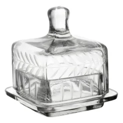 Beurrier carré en verre transparent 8x8cm - Azelie