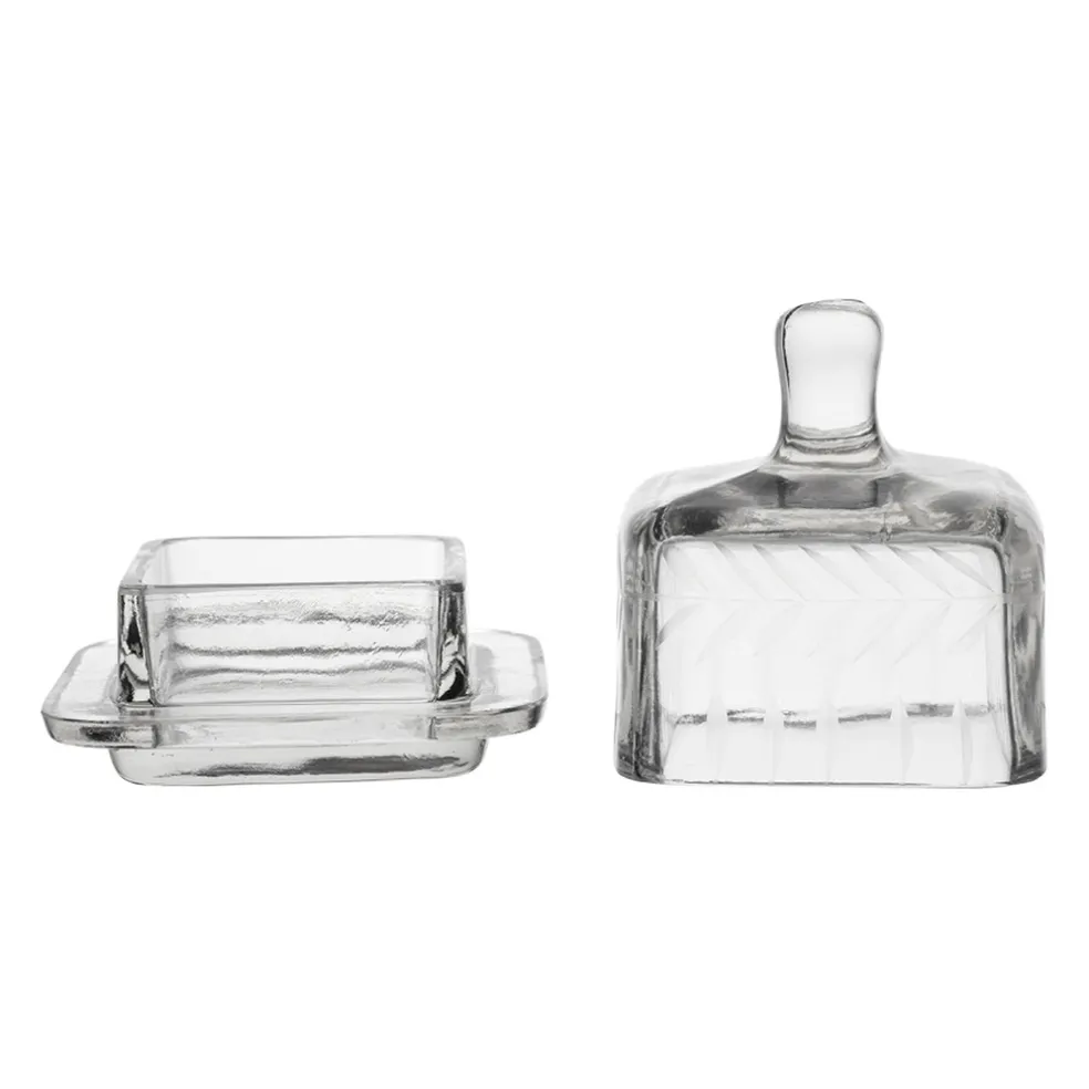 Beurrier carré en verre transparent 8x8cm - Azelie