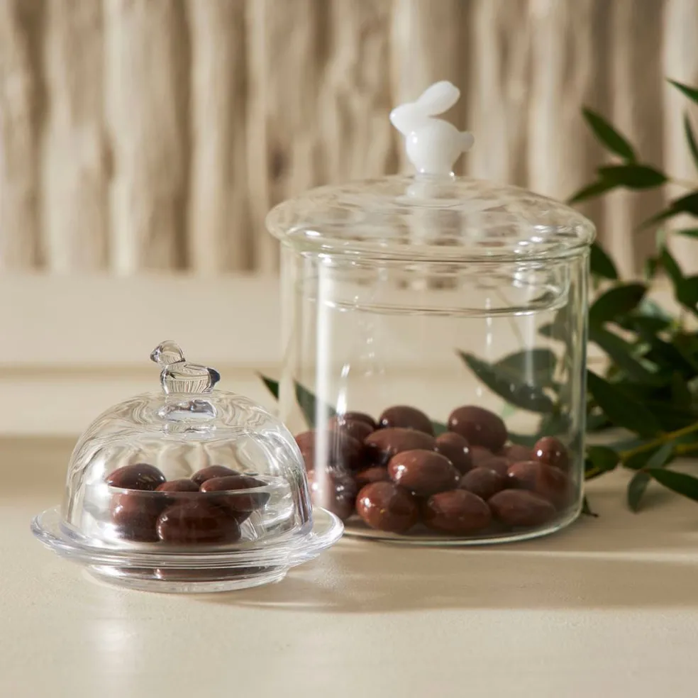 Beurrier rond en verre transparent - Moineau