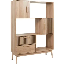 Bibliotheque en bois naturel h140cm - Kara
