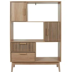 Bibliotheque en bois naturel h140cm - Kara