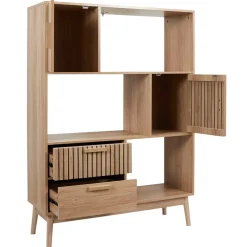 Bibliotheque en bois naturel h140cm - Kara