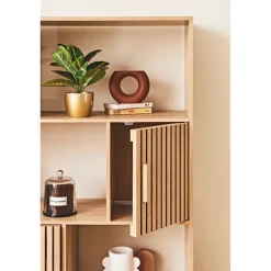 Bibliotheque en bois naturel h140cm - Kara