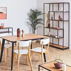 Bibliotheque industrielle en métal et chêne - Senzo