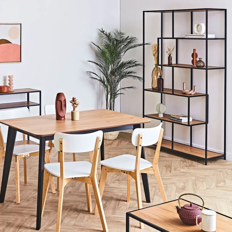 Bibliotheque industrielle en métal et chêne - Senzo