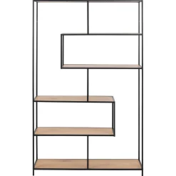 Bibliotheque industrielle en métal et chêne - Senzo