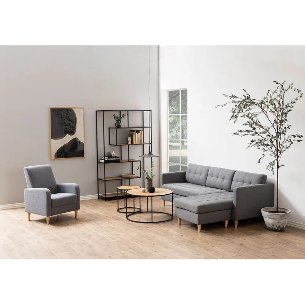 Bibliotheque industrielle en métal et chêne - Senzo