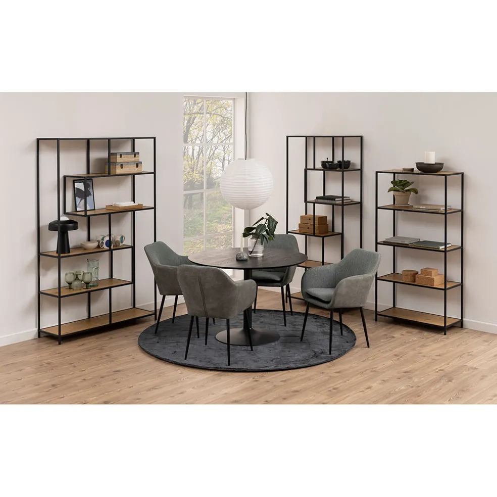 Bibliotheque industrielle en métal et chêne - Senzo