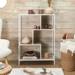 Bibliothèque en fer blanc et bois h113cm - edison