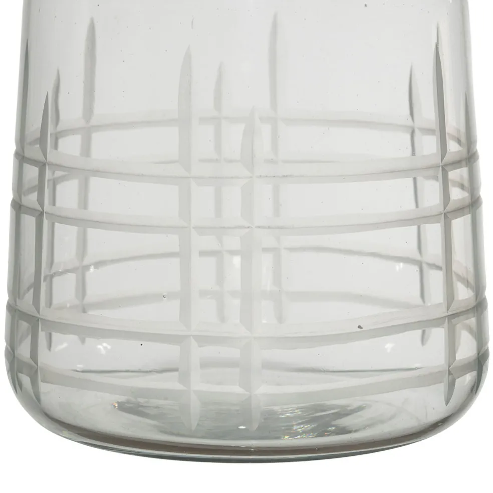 Bocal avec couvercle gravé carreau ciment h17cm en manguier