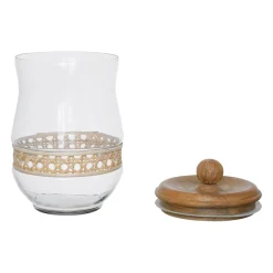 Bocal en verre avec couvercle rotin naturel 1.5l - Fantine