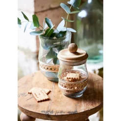 Bocal en verre avec couvercle et rotin naturel 75cl - Fantine