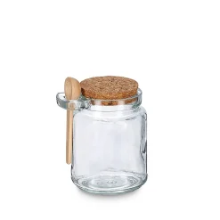 Bocal en verre avec couvercle et petite cuillière
