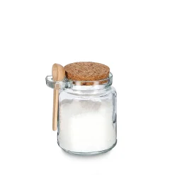 Bocal en verre avec couvercle et petite cuillière