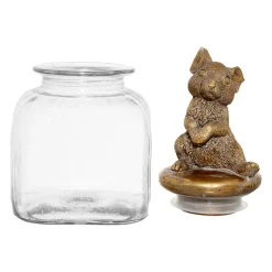 Bocal en verre avec couvercle lapin mordoré - Floreal