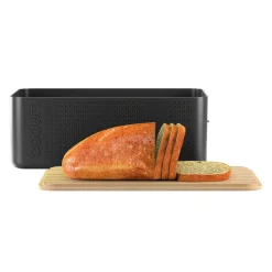 Boite à pain noir avec couvercle en bambou - Bistro