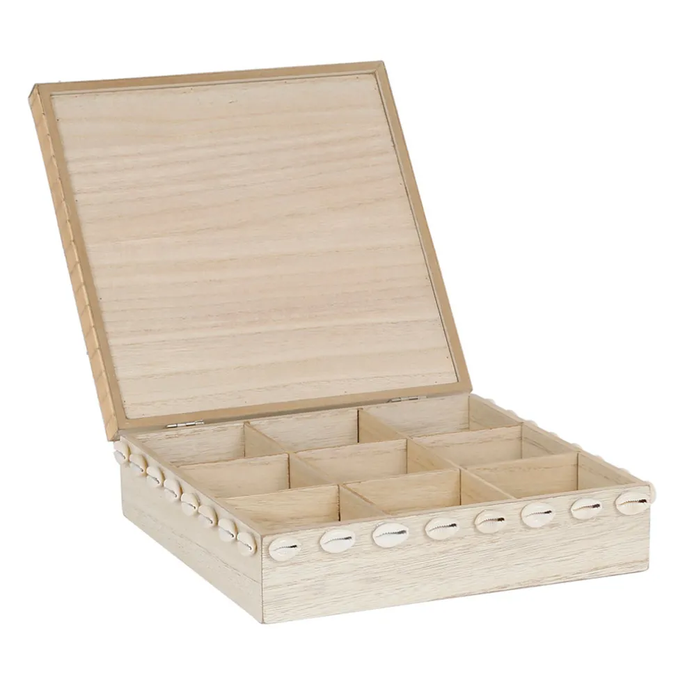 Boite à thé 9 compartiments sable et coquillages - sand