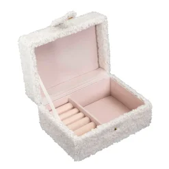 Boite a bijoux bouclette creme 11x15xh8cm