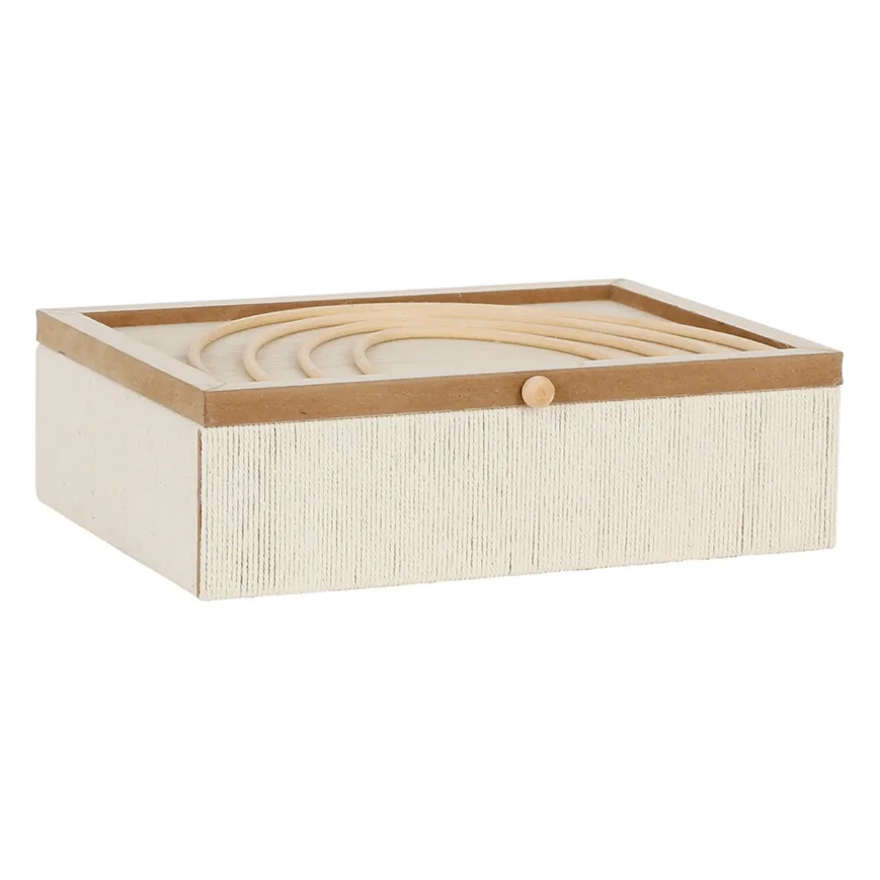 Boite avec couvercle en rotin naturel - blue sand