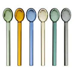 Boite de 6 agitateurs a cocktail en verre multicolore l15cm - Colorea