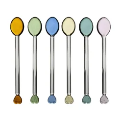 Boite de 6 agitateurs cocktail cœur en verre multicolore - Colorea