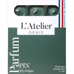 Boite de 24 bougies chauffe-plats parfumés pin - vert sapin