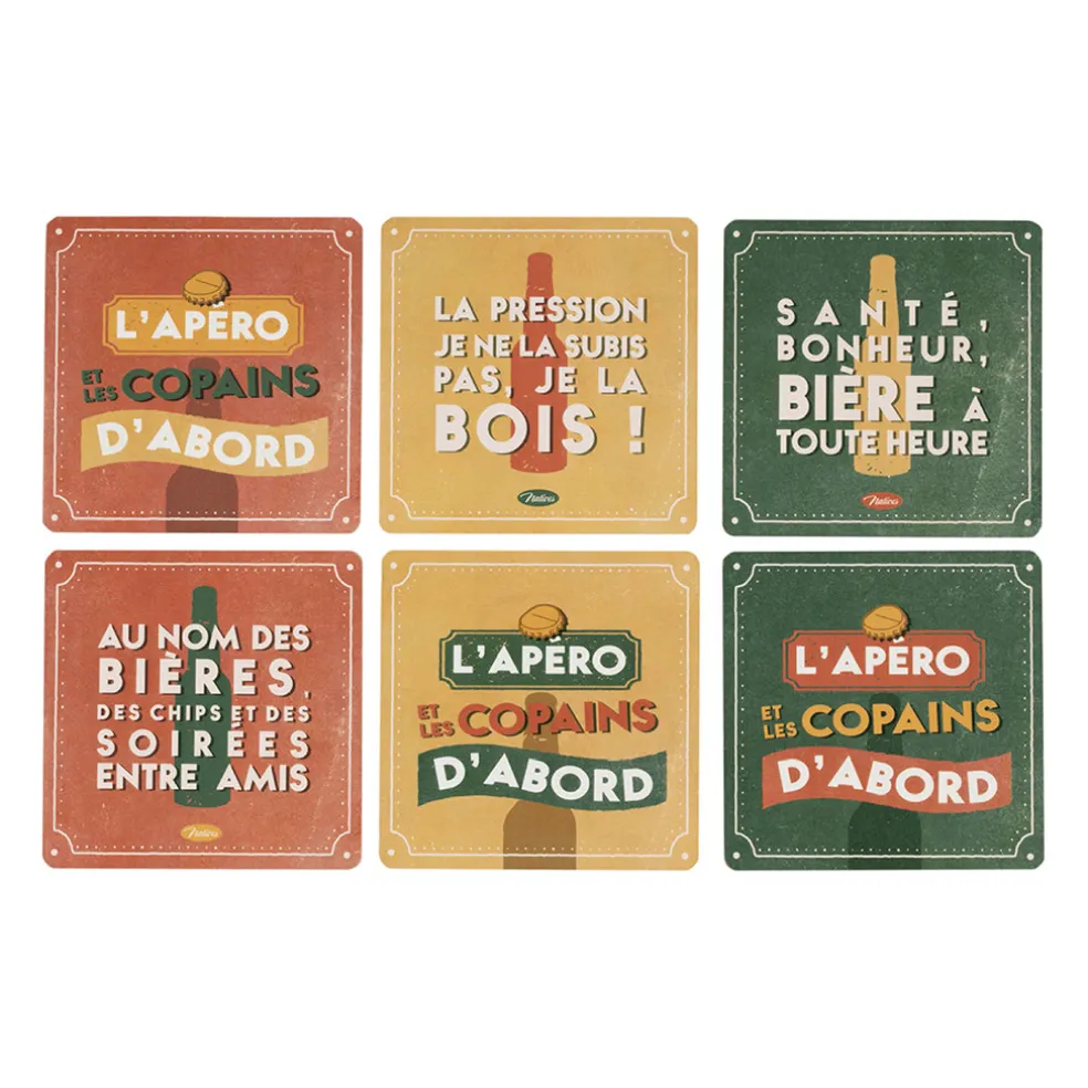 Boite de 6 dessous de verre en liège - Copains D'Abord