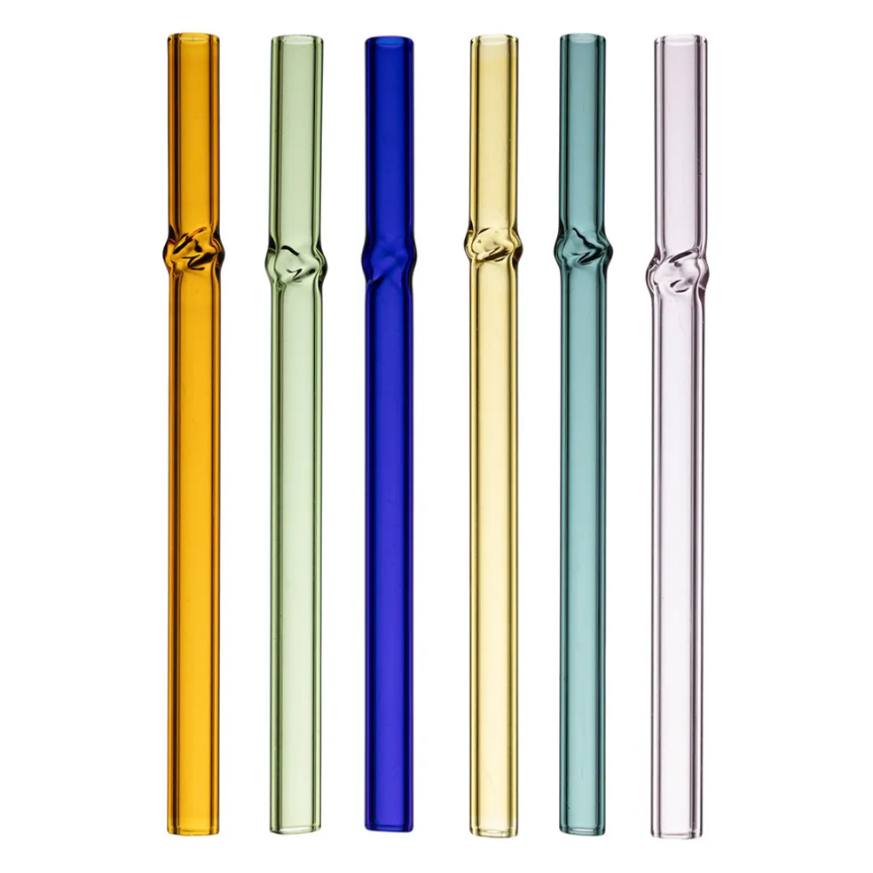 Boite de 6 pailles torsadée en verre multicolore l12cm - Colorea