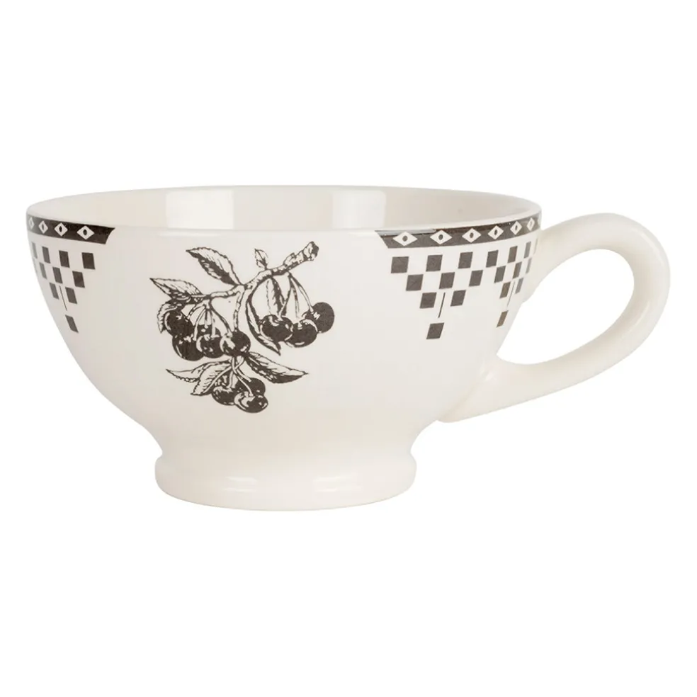 Bol avec anse en faïence anthracite 45cl - Damier