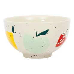 Bol en grès moucheté blanc et pomme multicolore 35cl - Les Fruits