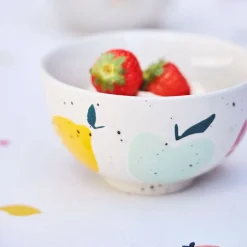 Bol en grès moucheté blanc et pomme multicolore 35cl - Les Fruits