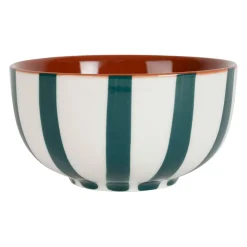 Bol en grès rayé émeraude et blanc 35cl - Alaria