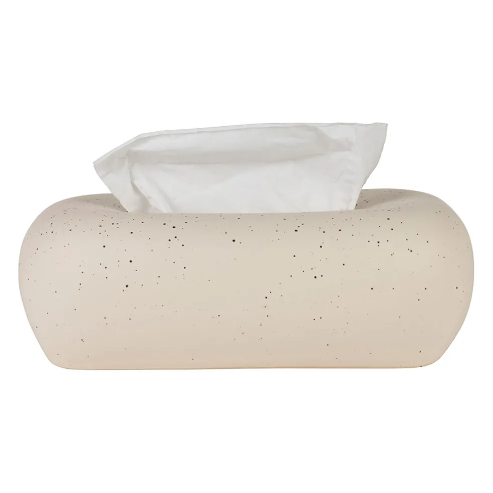 Boîte à mouchoir en grès blanc moucheté - Klosen