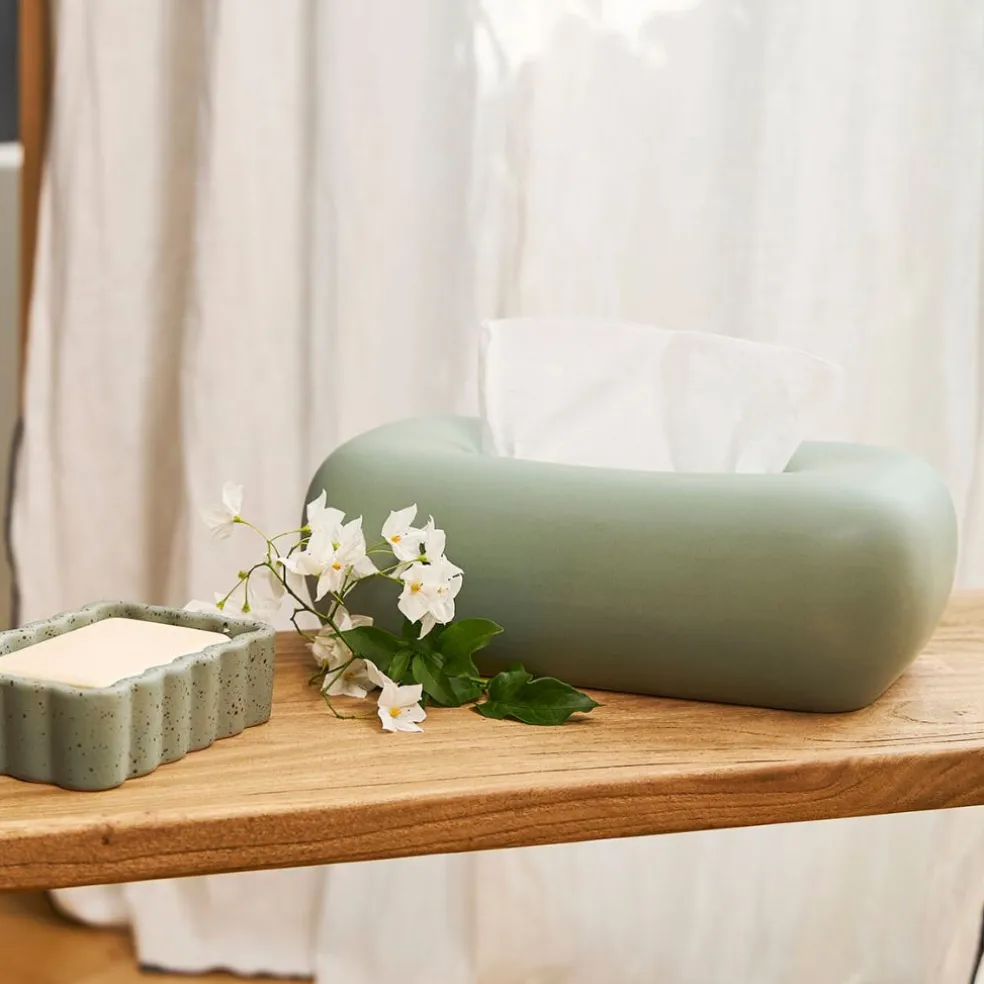 Boîte à mouchoir en grès sauge - Klosen