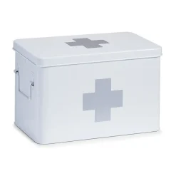 Boîte à pharmacie en métal blanc