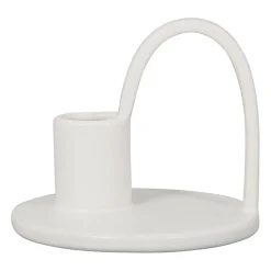 Bougeoir avec anse blanc en grès - blue sand