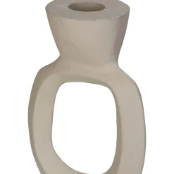 Bougeoir en aluminium ivoire 15x7xh37cm