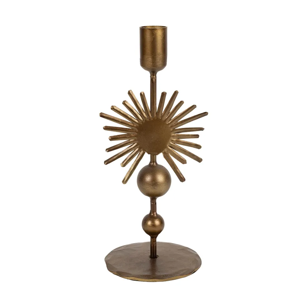 Bougeoir en fer mordoré h23cm - Soleil