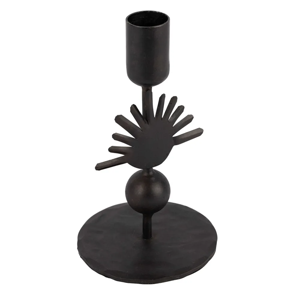 Bougeoir en fer noir h15cm - Heolio